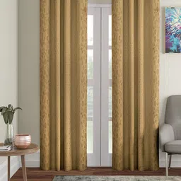 Cortina Set Of 2 Brown Self-Design Long Door Curtains-image-0