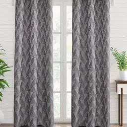 Home Centre Grey & Grey Melange Set of 2 Geometric Door Curtain-image-70