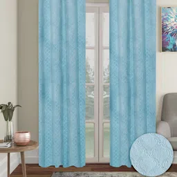 Cortina Blue 2 Pieces Ethnic Motifs Black Out Long Door Curtains-picture-41