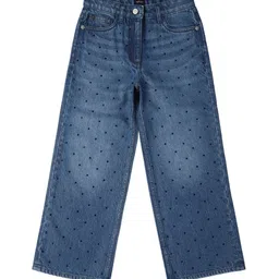 Allen Solly Junior Girls Mid-Rise Clean Look Light Fade Embellished Cotton Jeans image 1