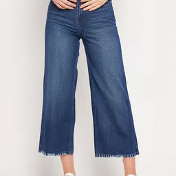 CAMLA Women Cotton Light Fade Clean Look Wide Leg Jeans-image-50