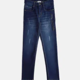 Pantaloons Junior Boys Tapered Fit Low Distress Light Fade Jeans image 1