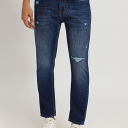 Banana Club Men Jean Mid Rise Slim Fit Mildly Distressed Light Fade Cotton Jeans-picture-5
