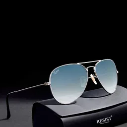RESIST EYEWEAR Unisex Aviator Sunglasses with UV Protected Lens AIRCRAFTS SILVER BLACK DC2-image-72