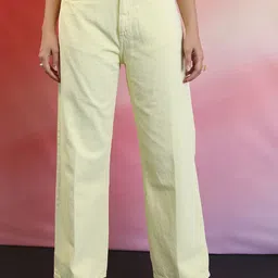 Tokyo Talkies Women Yellow Wide Leg Jeans-picture-33