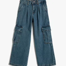 Koton Girls Wide Leg Clean Look Pure Cotton Jeans-picture-22