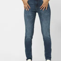ONLY Women Blue Slim Fit High-Rise Low Distress Heavy Fade Jeans-picture-26