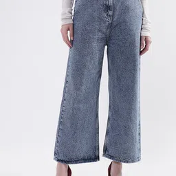 ELLE Women Blue Flared High-Rise Low Distress Heavy Fade Cotton Jeans-image-92
