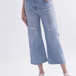 ELLE Women Low Distress Wide Leg Jeans image 1