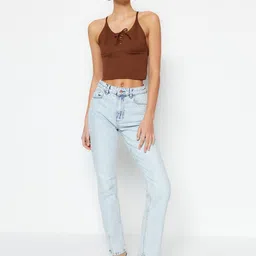 Trendyol Women Clean Look Mid Rise Heavy Fade Pure Cotton Jeans-picture-19