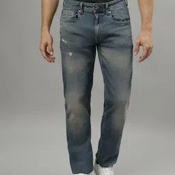 Iconic Men Blue Slim Fit Low Distress Heavy Fade Stretchable Jeans-picture-1