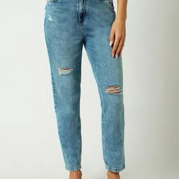 Kraus Jeans Women High-Rise Mildly Distressed Heavy Fade Cotton Jeans-picture-21