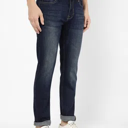 R&B Men Cotton Slim Fit Mildly Distressed Light Fade Jeans image 3