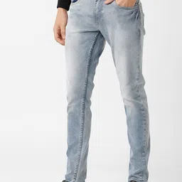 WROGN Men Blue Solid Slim Fit Light Fade Jeans image 2