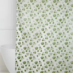 CASA-NEST Greeb & White 9 Pieces Floral Printed Shower Curtains With Hooks image 2