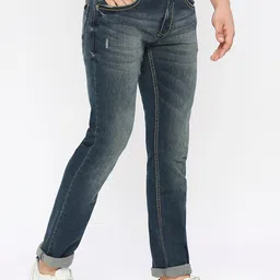 SPYKAR Men Clean Look  Mid Rise Heavy Fade Whiskers & Chevrons Cotton Jeans image 4