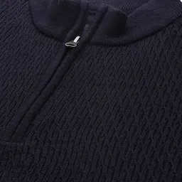 mast & harbour Men Printed Scoop Neck Blue Sweater image 2