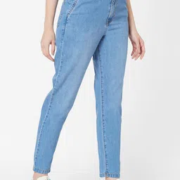 Kraus Jeans Women Relaxed Fit High-Rise Clean Look Light Fade Cotton Jeans image 2