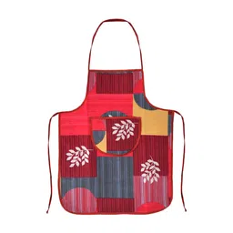 Kuber Industries Pack Of 2 Pink & Grey Leaf Printed Cotton Aprons image 4