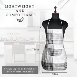 Kuber Industries 3-Pcs Grey & White Checked Kitchen Apron image 2