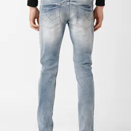 WROGN Men Blue Solid Slim Fit Light Fade Jeans image 4