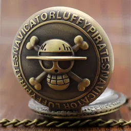 Tiny Tim Anime One Piece Antique Working Bronze Roronoa Zoro Printed Dial Metallic Merchandise Cosplay Best Gift for Otaku fans on Special Occasions Bronze Metal Pocket Watch Chain image 2
