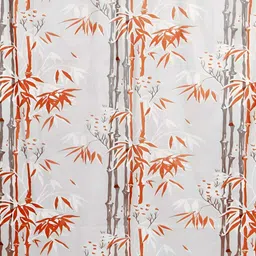 CASA-NEST Orange & White Floral Printed Shower Curtain image 2