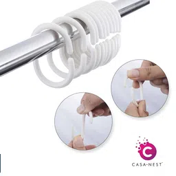 CASA-NEST White & Black Floral Printed Waterproof Shower Curtain image 2