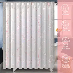Kuber Industries Pink & White Printed Shower Curtains image 5