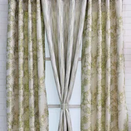 Ariana Green & White Set of 3 Long Door Curtain image 5