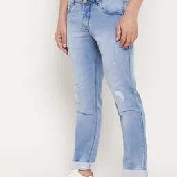 Duke Men Blue Slim Fit Mildly Distressed Heavy Fade Stretchable Jeans image 3