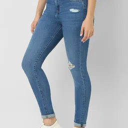 SPYKAR Women Super Slim Fit High-Rise Low Distress Stretchable Jeans image 2