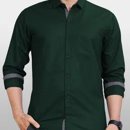 selinta Men Regular Fit Solid Spread Collar Casual Shirt image 2