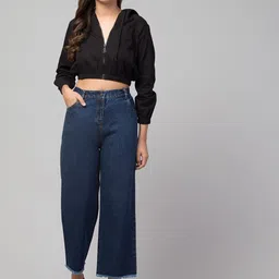 Chemistry Women High-Rise Clean Look Pure Cotton Wide Leg Jeans-picture-22