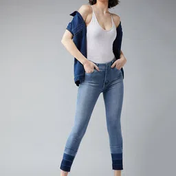 Roadster Women Blue Skinny Fit High Rise Stretchable Cropped Jeans-image-22