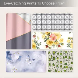 UMAI White & Pink 3 Pieces Geometric Printed Shower Curtain & Mats image 4