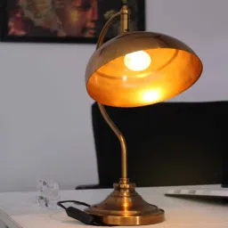 shree kala home decor Antique Brass Finish Table Lamp for Study & Office-picture-18