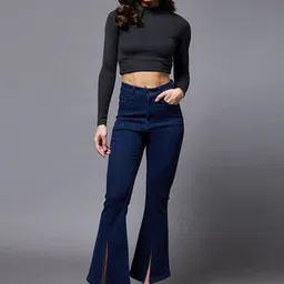 Miss Chase Women Slitted Bootcut Stretchable Jeans-image-2