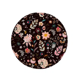 Chumbak Black & Pink Floral-Printed Round Ottomans image 4