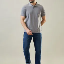 TIM PARIS Men Straight Fit Slash Knee Light Fade Jeans image 4