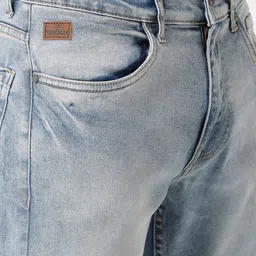 WROGN Men Blue Solid Slim Fit Light Fade Jeans image 5