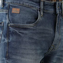 WROGN Men Blue Solid Slim Fit Heavy Fade Jeans image 2