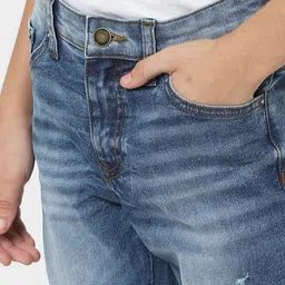 Jack & Jones Junior Boys Blue Slim Fit Mildly Distressed Heavy Fade Jeans image 4