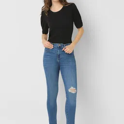 SPYKAR Women Super Slim Fit High-Rise Low Distress Stretchable Jeans image 3