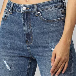 ONLY Women Blue Straight Fit Mildly Distressed Heavy Fade Jeans image 3