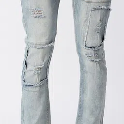 WAIMEA Men Blue Skinny Fit Mildly Distressed Heavy Fade Stretchable Jeans image 3