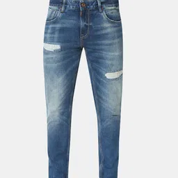 SPYKAR Men Slim Fit Mildly Distressed Light Fade Jeans image 2