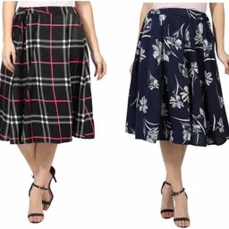 manat diva Women Printed, Checkered A-line Multicolor Skirt-picture-39