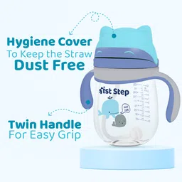 1st step TRITAN Anti-Spill Soft Silicone Weighted Straw Baby Sipper Cup with Twin Handle image 3