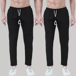 mariyam fashion Pack of 2 Men Solid Black Track Pants-picture-10